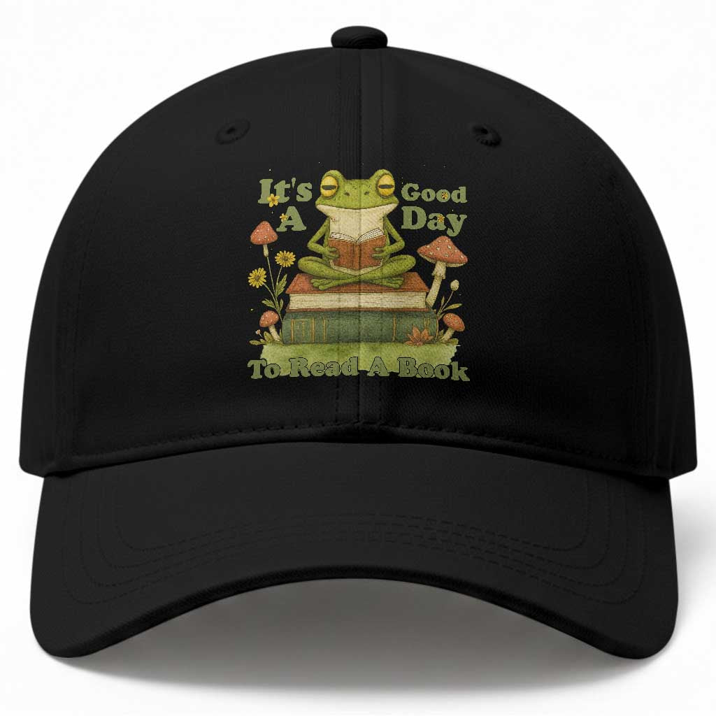 It Is A Good Day To Read A Book Baseball Cap Funny Frog Reading TS12 Print Your Wear