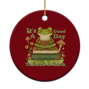 It Is A Good Day To Read A Book Ceramic Ornament Funny Frog Reading TS12 1pc Red Print Your Wear