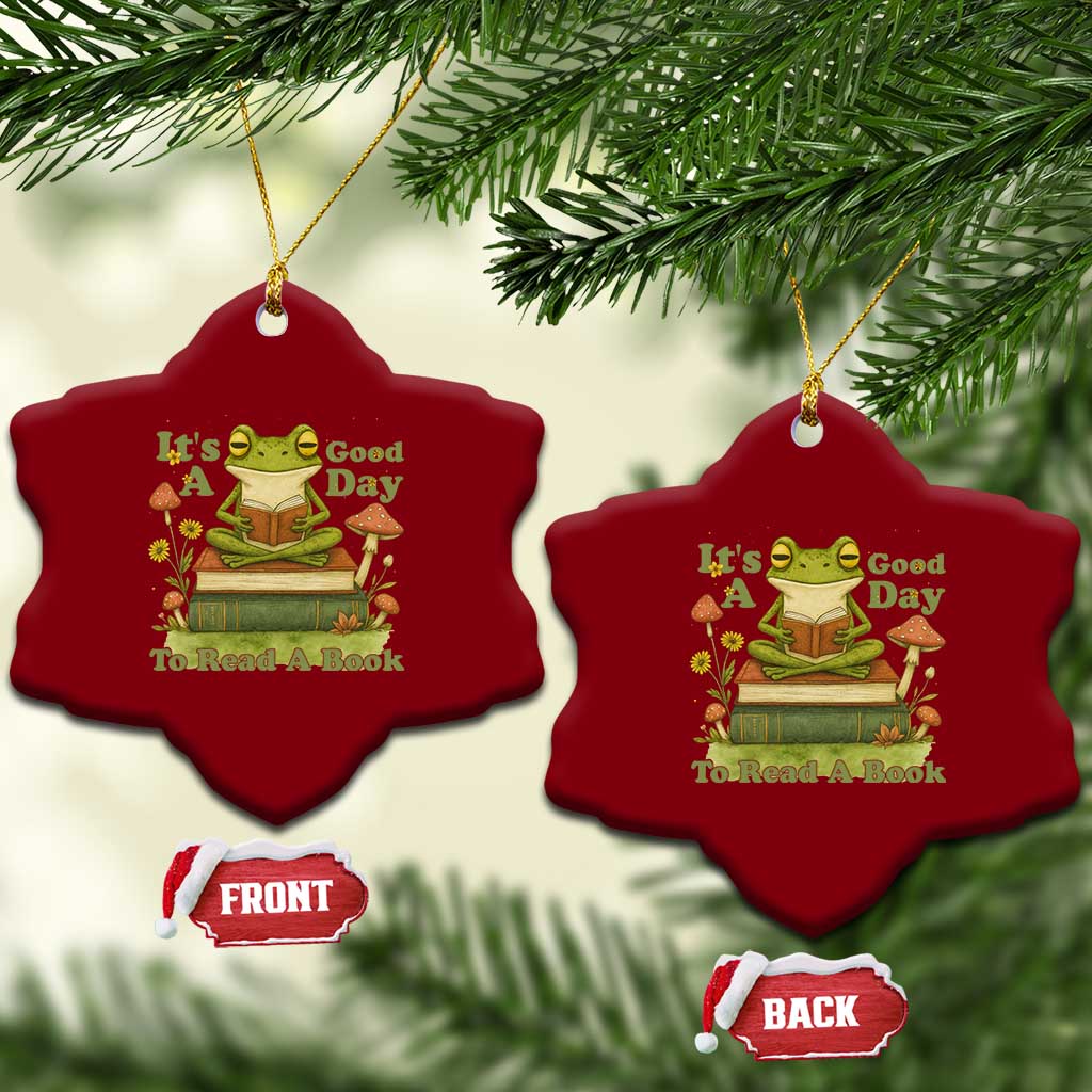 It Is A Good Day To Read A Book Ceramic Ornament Funny Frog Reading TS12 Print Your Wear