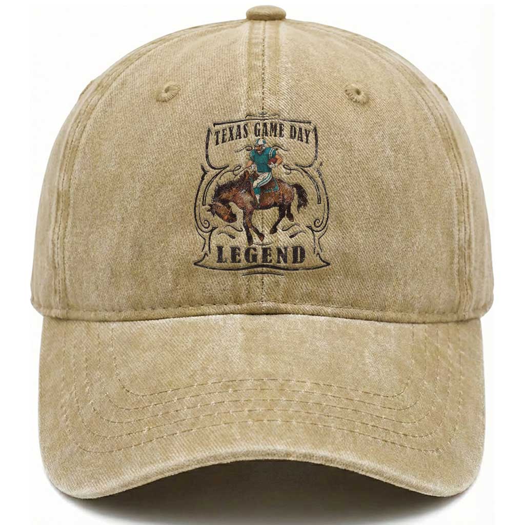 TX Game Day Legend Washed Cotton Baseball Cap Funny CFF TS12 Print Your Wear