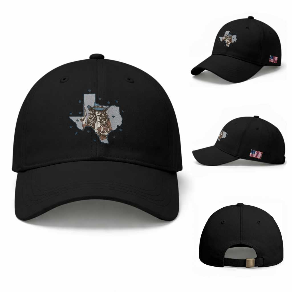Funny TX Cowgirl Baseball Cap Football Lover Gift TS12 Baseball Cap Universal Fit Black Print Your Wear