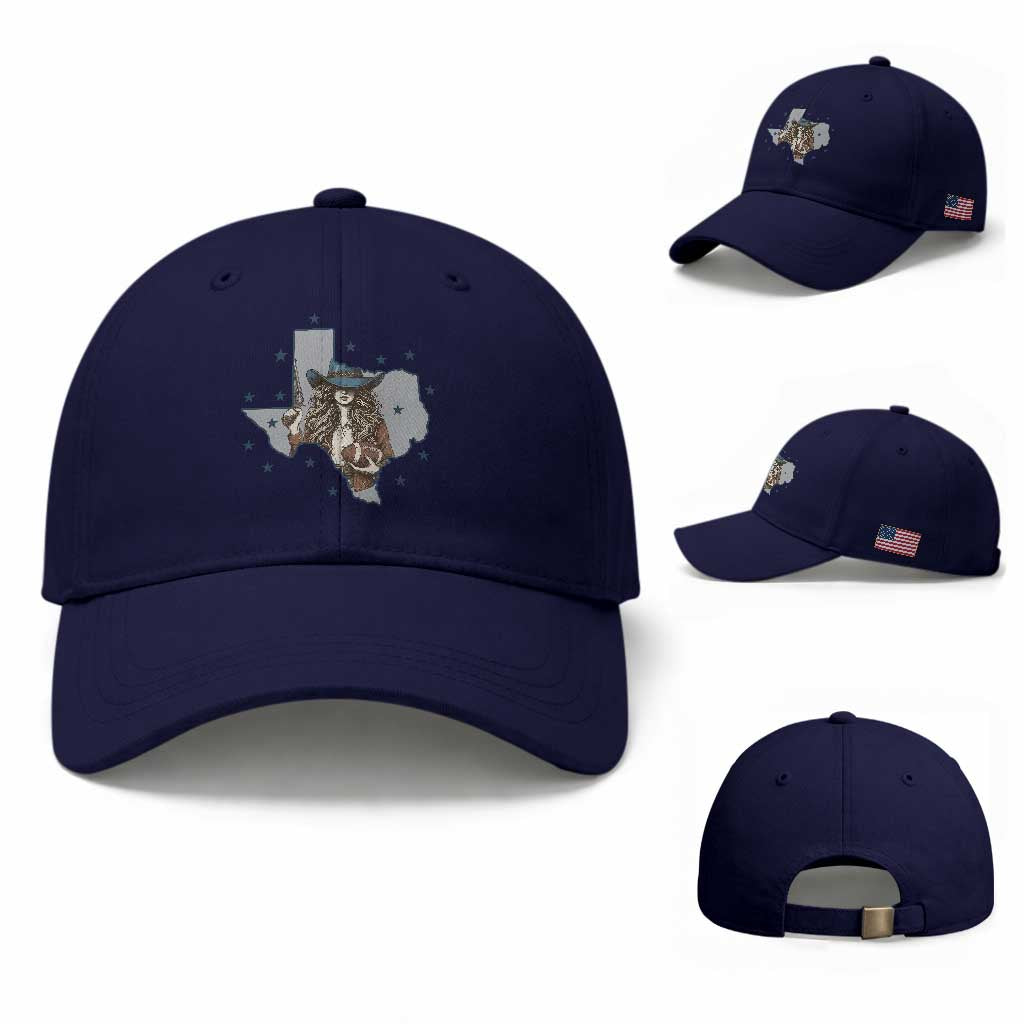 Funny TX Cowgirl Baseball Cap Football Lover Gift TS12 Baseball Cap Universal Fit Dark Blue Print Your Wear