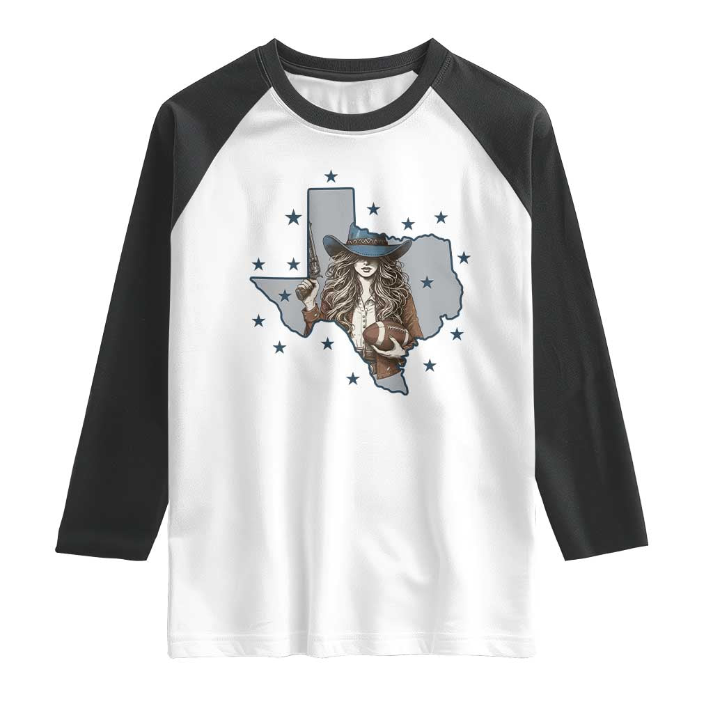 Funny TX Cowgirl Raglan Shirt Football Lover Gift TS12 White Black Print Your Wear
