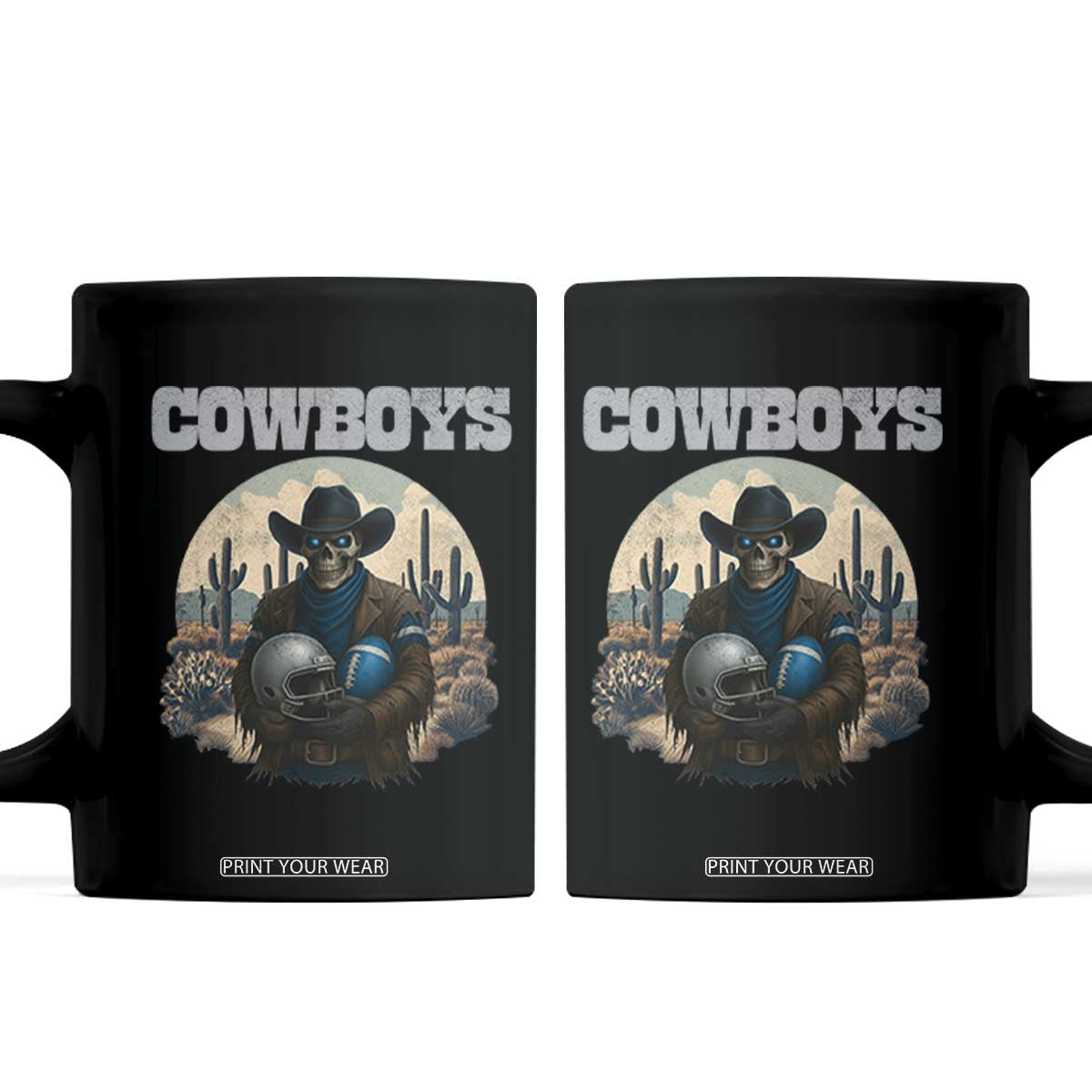 Skeleton Cowboy FB Player Coffee Mug Western Fan Gift TS12 Black Print Your Wear