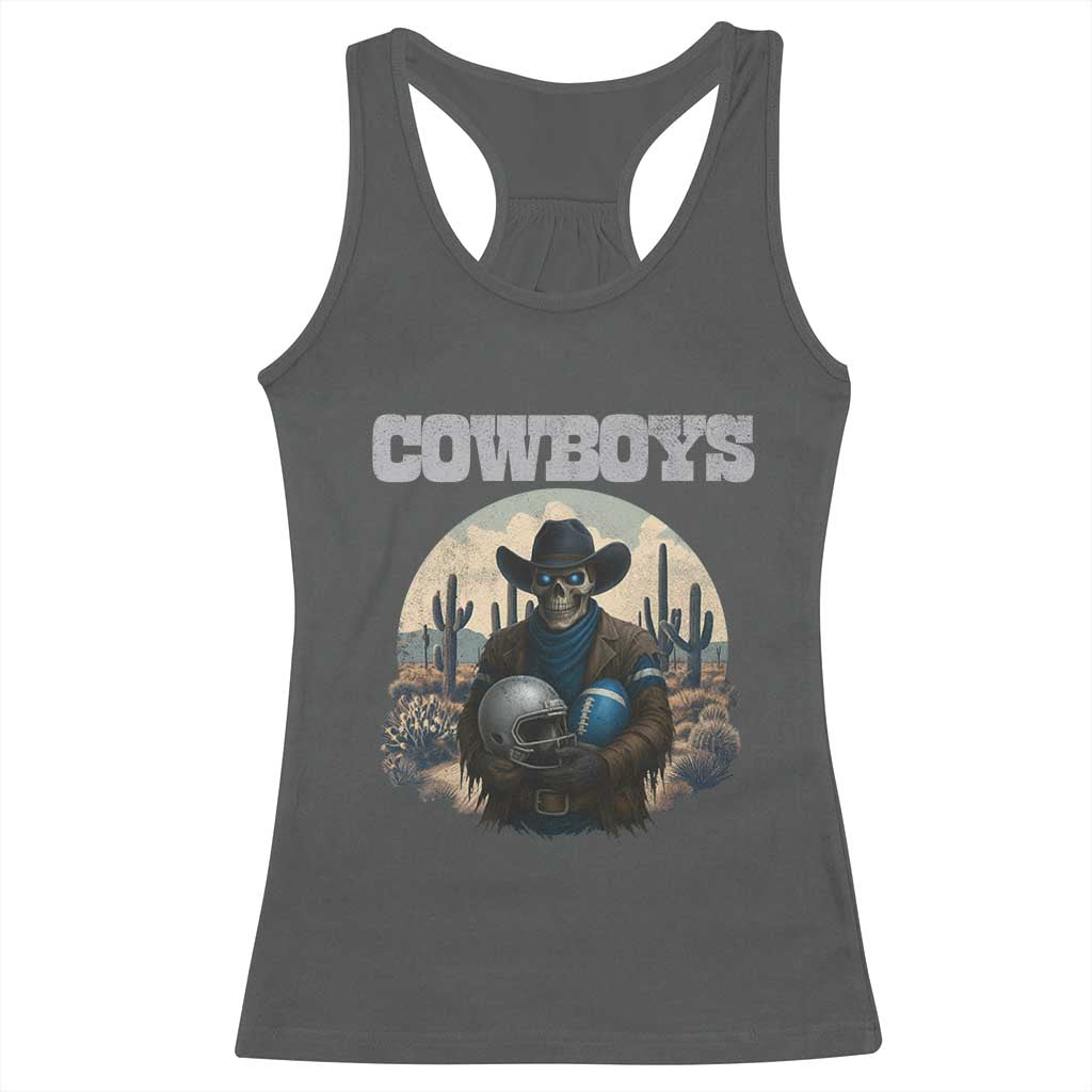 Skeleton Cowboy FB Player Racerback Tank Top Western Fan Gift TS12 Dark Heather Print Your Wear