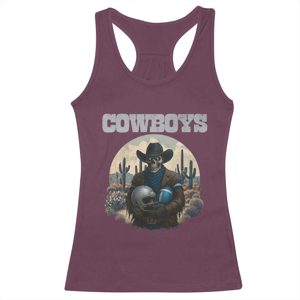Skeleton Cowboy FB Player Racerback Tank Top Western Fan Gift TS12 Maroon Print Your Wear