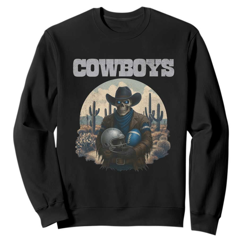 Skeleton Cowboy FB Player Sweatshirt Western Fan Gift TS12 Black Print Your Wear