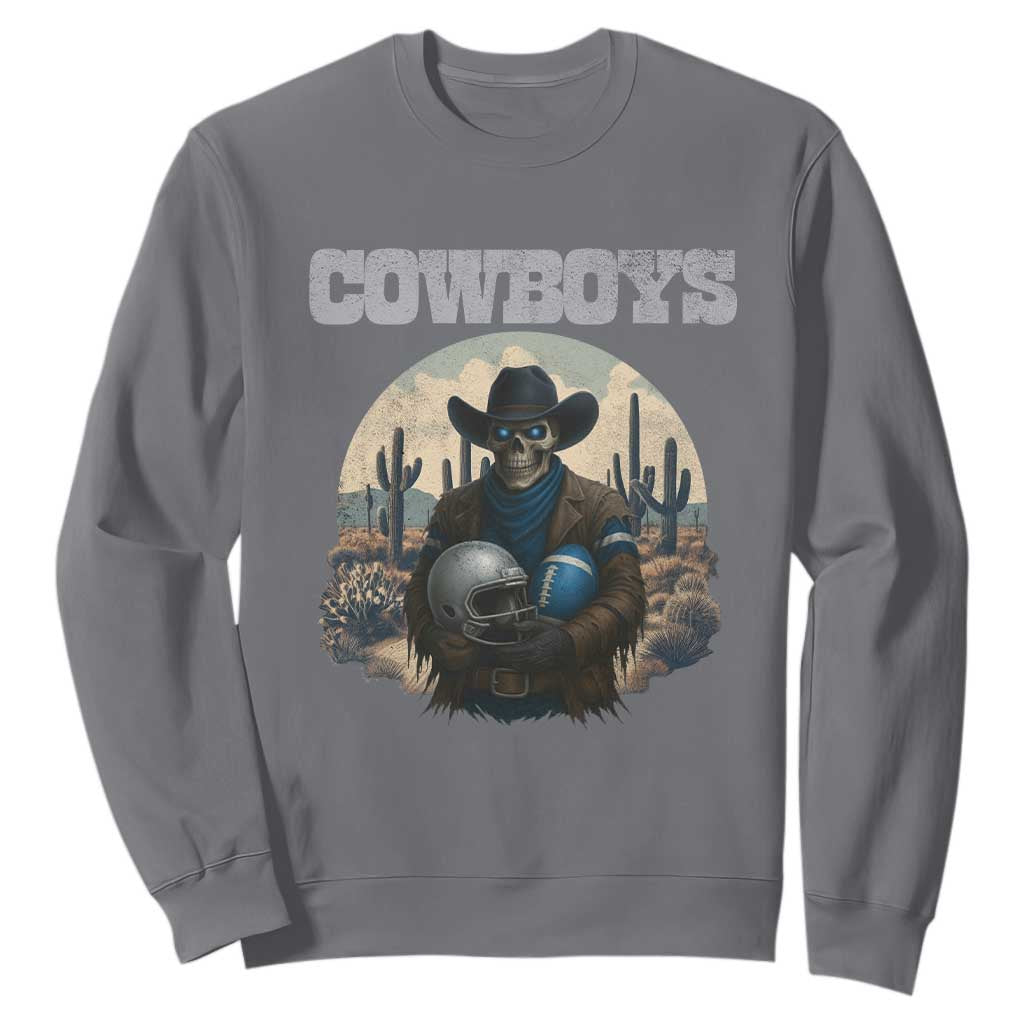 Skeleton Cowboy FB Player Sweatshirt Western Fan Gift TS12 Charcoal Print Your Wear