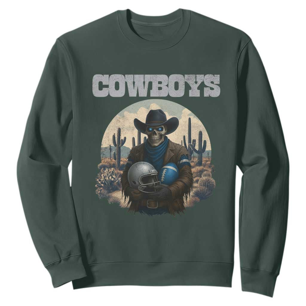Skeleton Cowboy FB Player Sweatshirt Western Fan Gift TS12 Dark Forest Green Print Your Wear