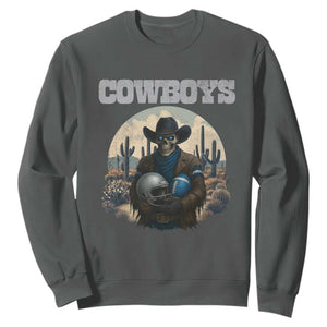 Skeleton Cowboy FB Player Sweatshirt Western Fan Gift TS12 Dark Heather Print Your Wear