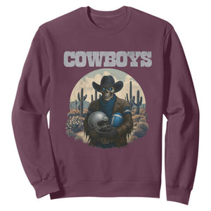 Skeleton Cowboy FB Player Sweatshirt Western Fan Gift TS12 Maroon Print Your Wear
