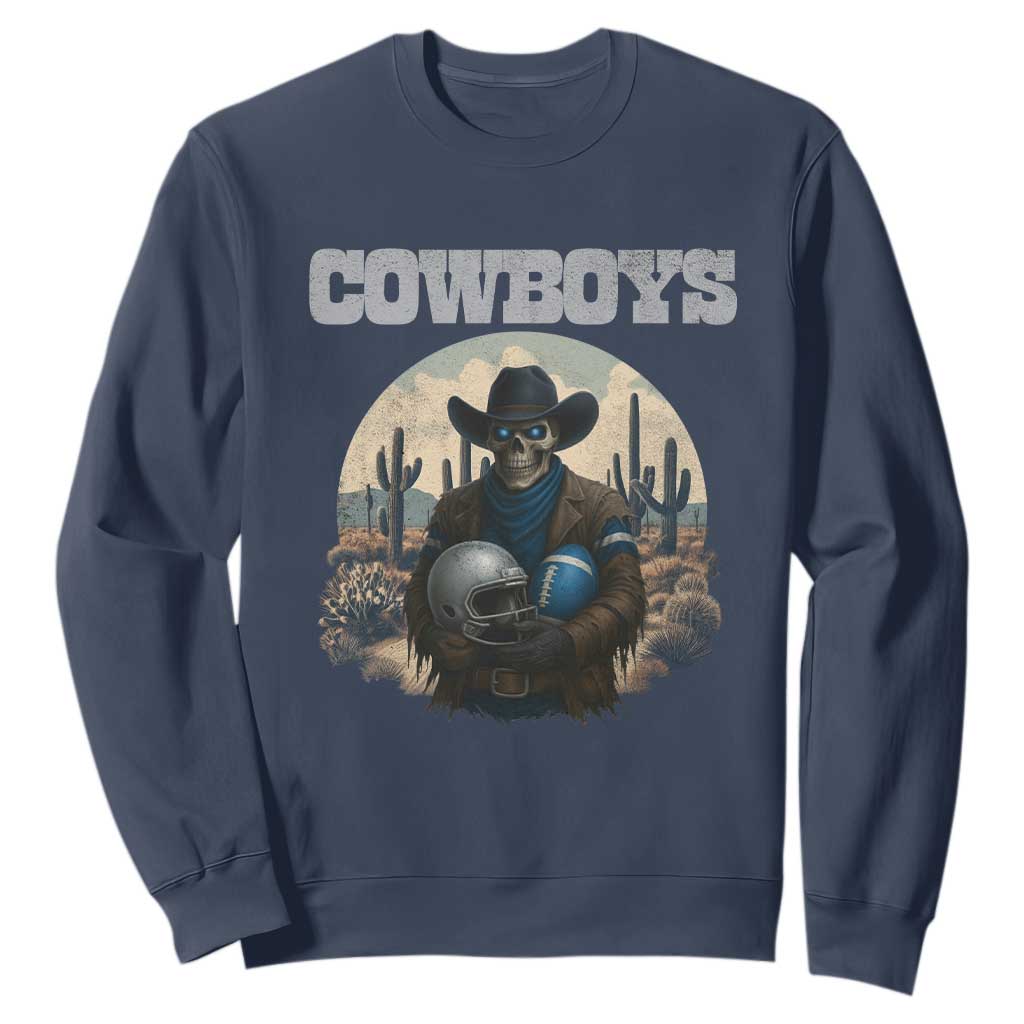 Skeleton Cowboy FB Player Sweatshirt Western Fan Gift TS12 Navy Print Your Wear
