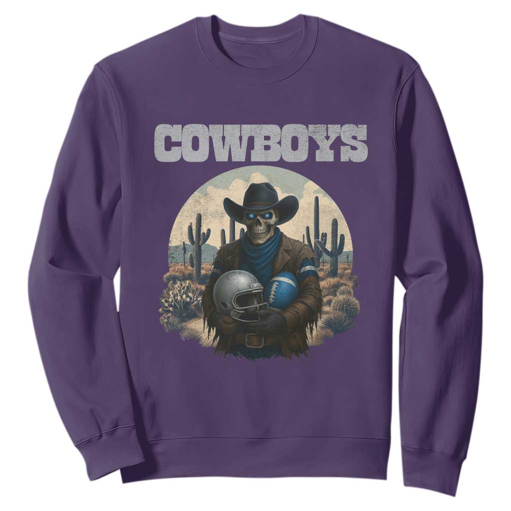 Skeleton Cowboy FB Player Sweatshirt Western Fan Gift TS12 Purple Print Your Wear