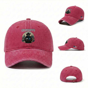 Skeleton Cowboy FB Player Washed Cotton Baseball Cap Western Fan Gift TS12 Washed Cap Universal Fit Red Print Your Wear