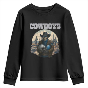 Skeleton Cowboy FB Player Youth Sweatshirt Western Fan Gift TS12 Black Print Your Wear