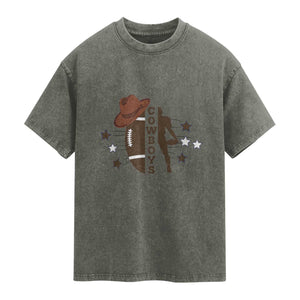 Cowboy Pride Washed Cotton T-Shirt Western Style Sport Lover Gift