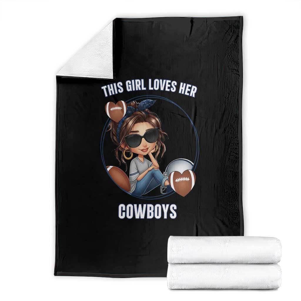 This Girl Loves Her Cowboy Throw Blanket Game Day Gift For Fans TS12 Black Print Your Wear