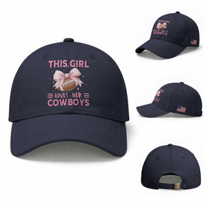 This Girl Loves Her Cowboy Baseball Cap Pink Bow FF Gift TS12 Baseball Cap Universal Fit Navy Print Your Wear