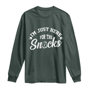 Funny Football Lover Long Sleeve Shirt Im Just Here For The Snacks TS12 Dark Forest Green Print Your Wear