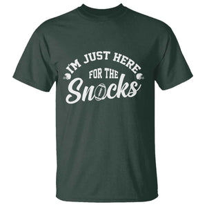 Funny Football Lover T Shirt Im Just Here For The Snacks TS12 Dark Forest Green Print Your Wear