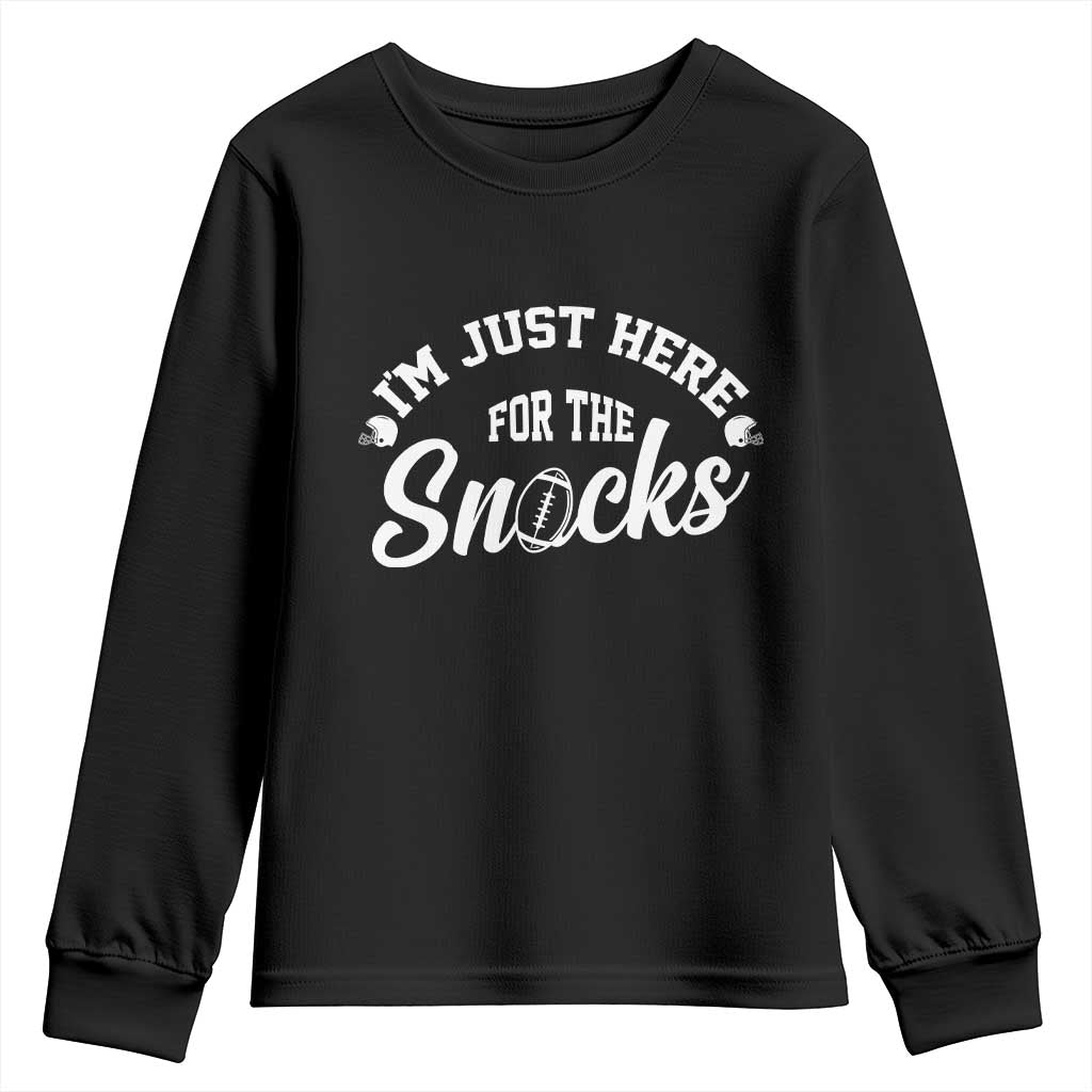 Funny Football Lover Youth Sweatshirt Im Just Here For The Snacks TS12 Black Print Your Wear