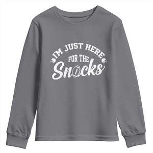 Funny Football Lover Youth Sweatshirt Im Just Here For The Snacks TS12 Charcoal Print Your Wear