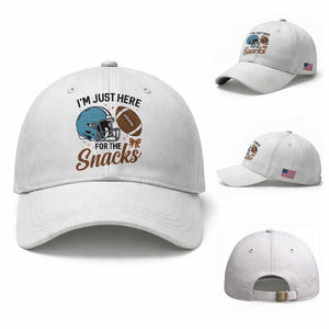 Im Just Here For The Snacks Baseball Cap Bow Football Lover TS12 Baseball Cap Universal Fit White Print Your Wear