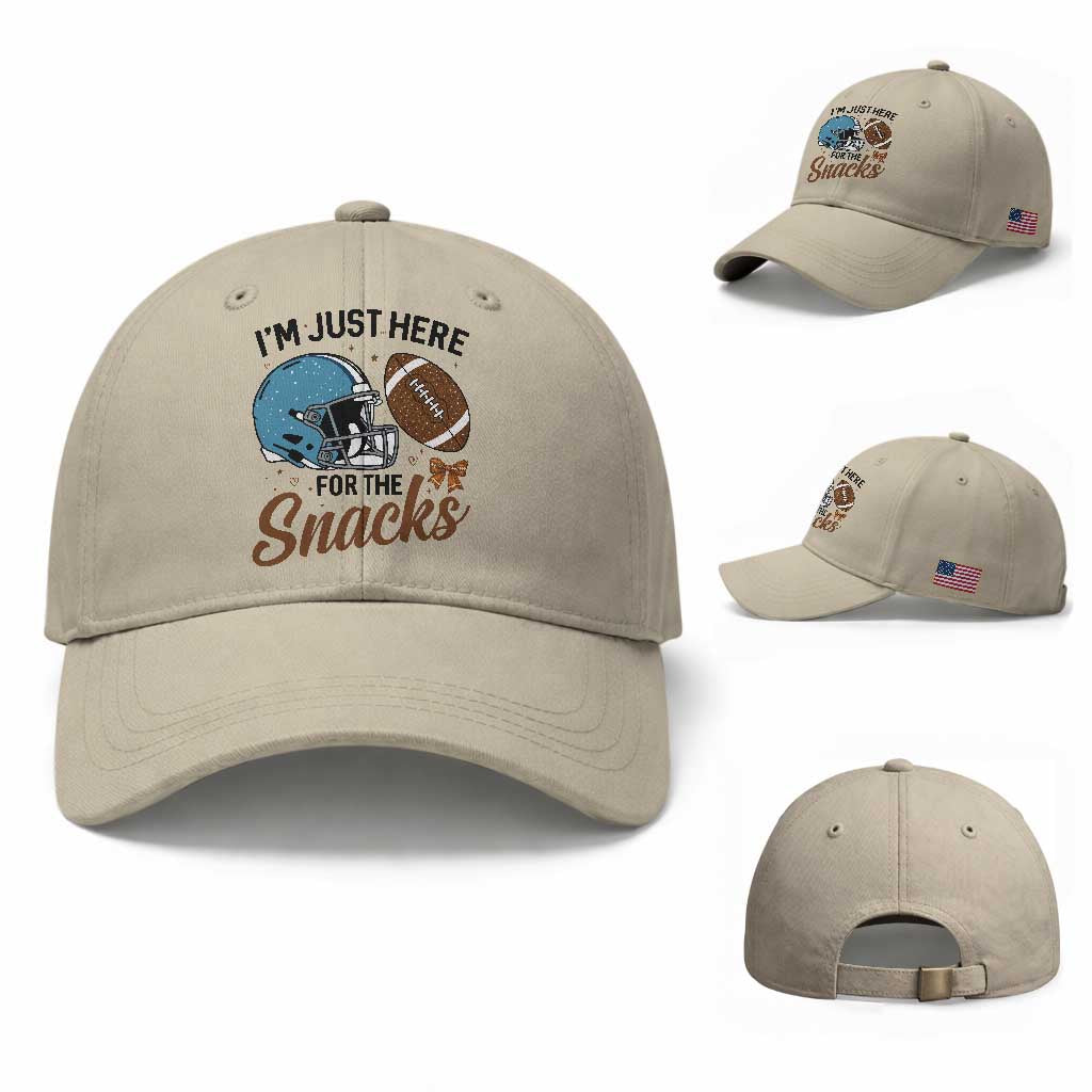 Im Just Here For The Snacks Baseball Cap Bow Football Lover TS12 Baseball Cap Universal Fit Beige Print Your Wear