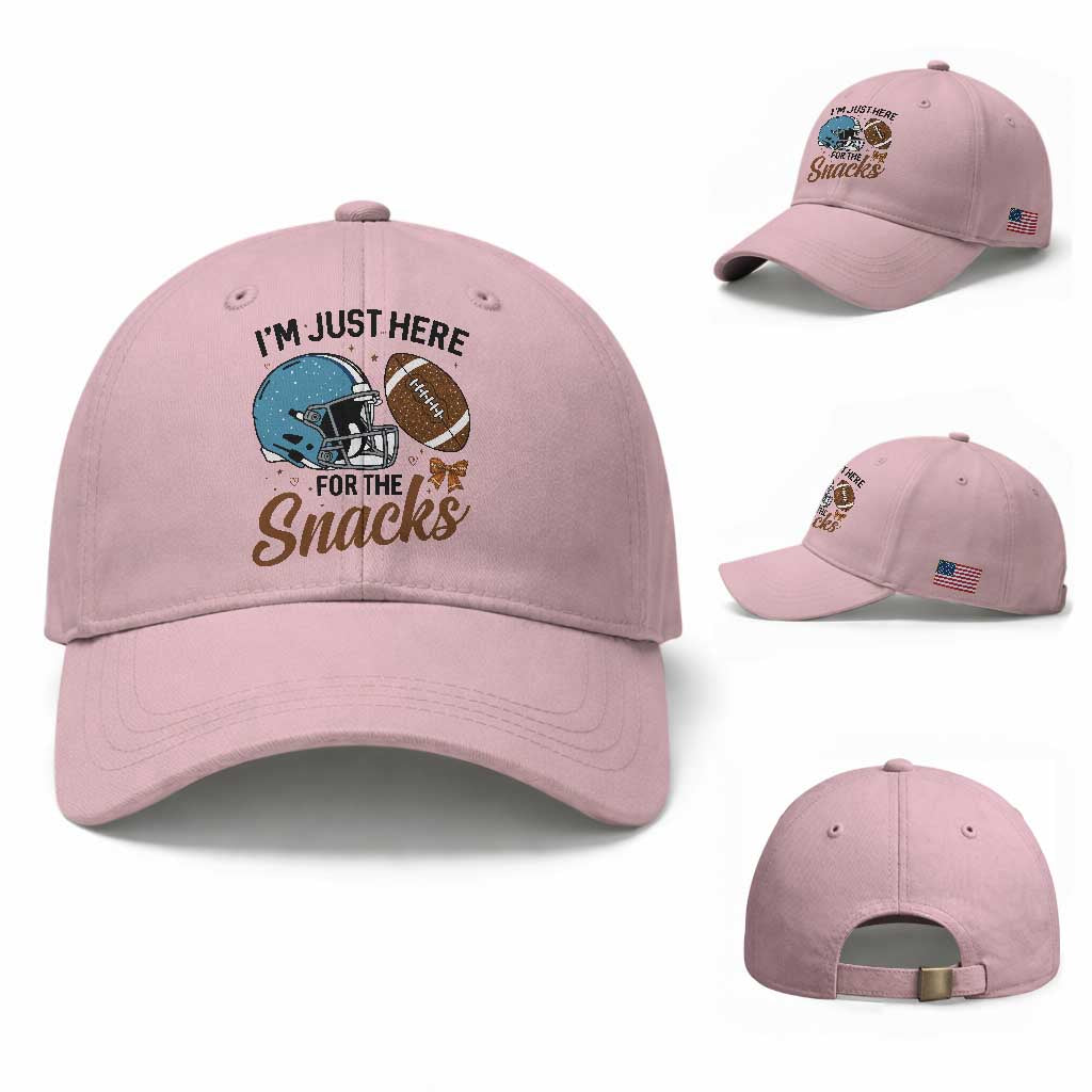 Im Just Here For The Snacks Baseball Cap Bow Football Lover TS12 Baseball Cap Universal Fit Light Pink Print Your Wear