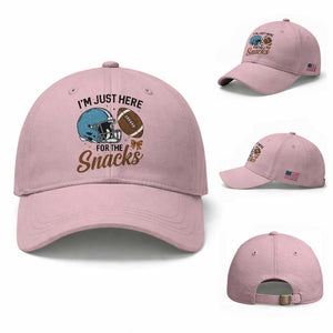 Im Just Here For The Snacks Baseball Cap Bow Football Lover TS12 Baseball Cap Universal Fit Light Pink Print Your Wear
