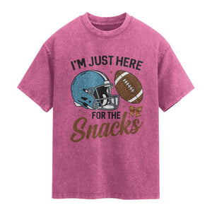 Im Just Here For The Snacks Washed Cotton T-Shirt Bow Football Lover