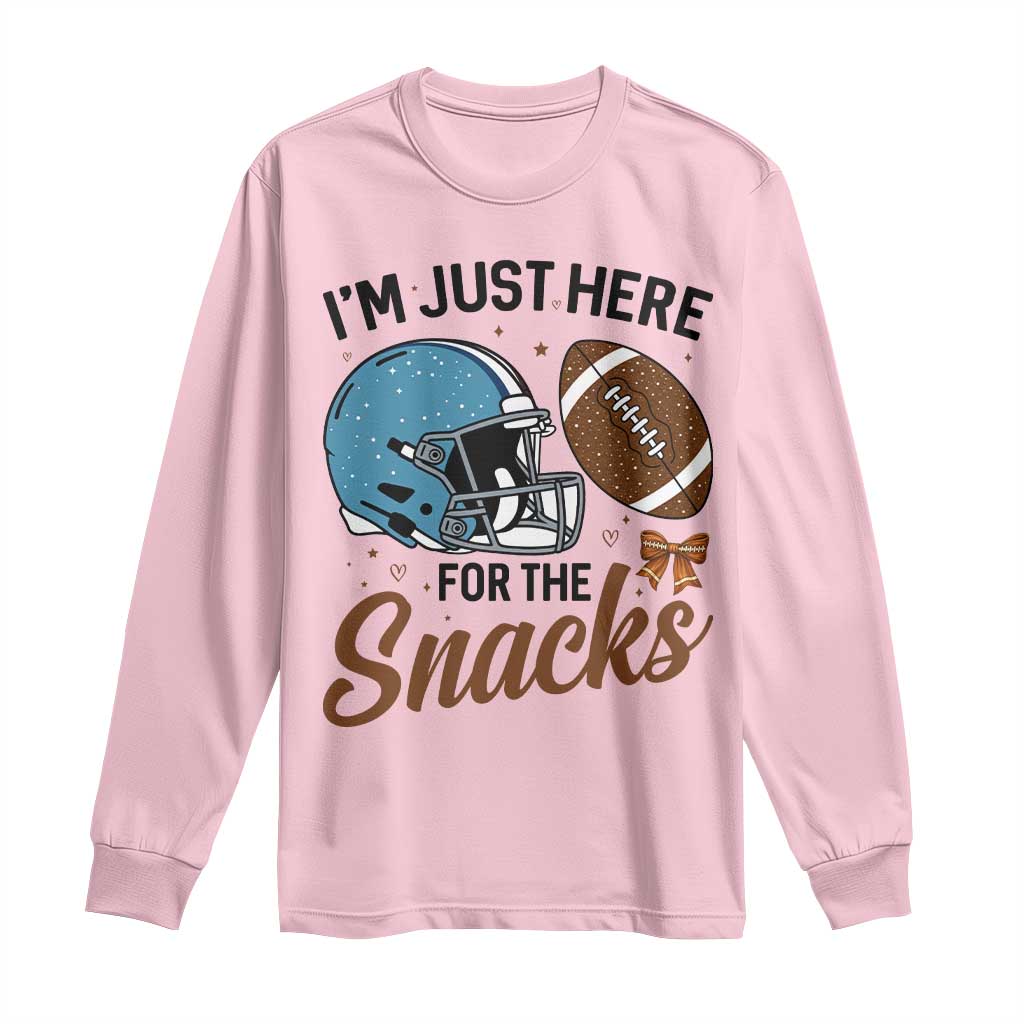 Im Just Here For The Snacks Long Sleeve Shirt Bow Football Lover TS12 Light Pink Print Your Wear