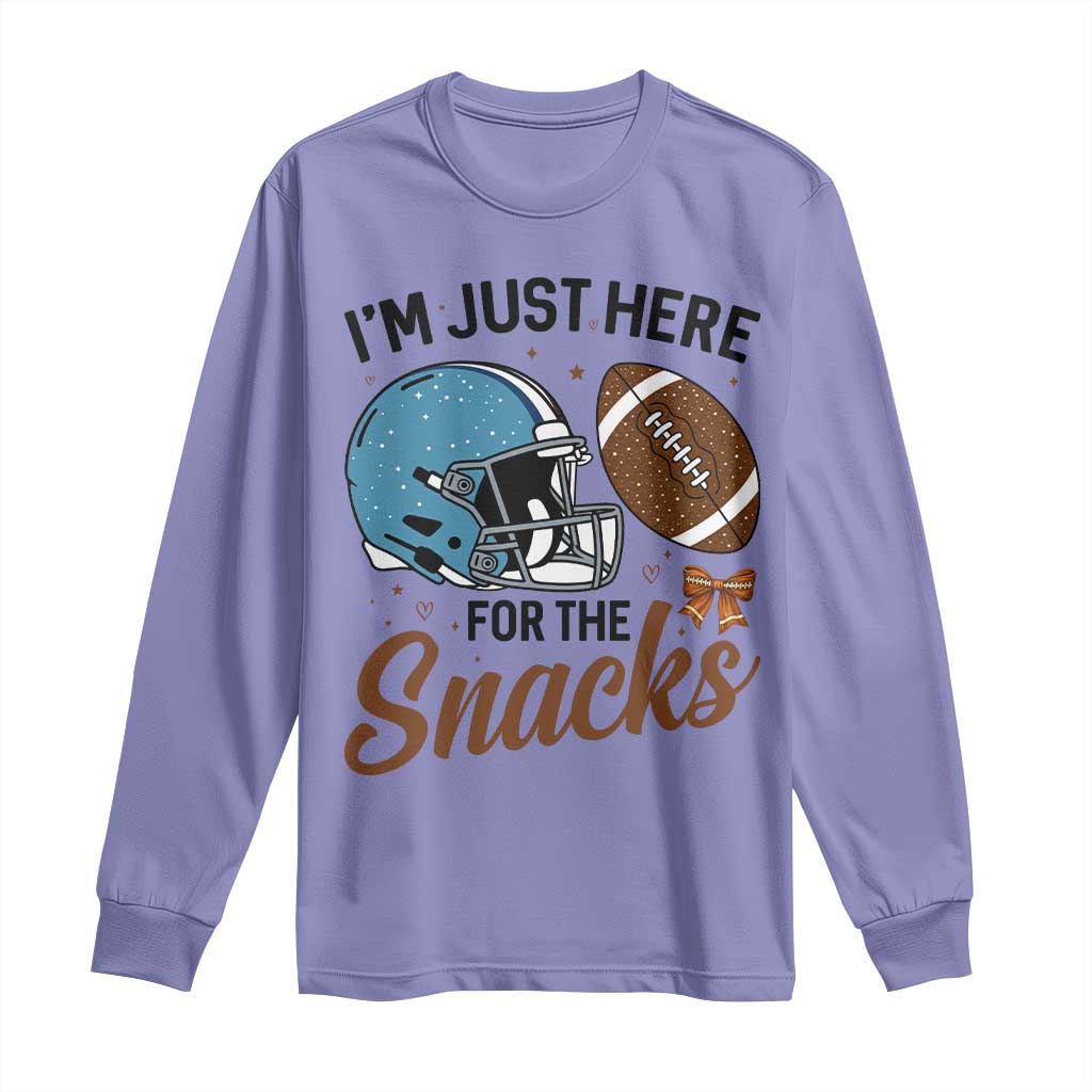 Im Just Here For The Snacks Long Sleeve Shirt Bow Football Lover TS12 Violet Print Your Wear