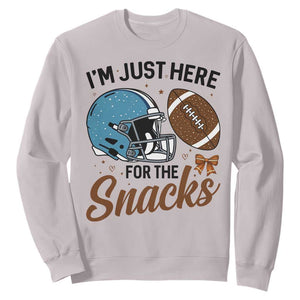 Im Just Here For The Snacks Sweatshirt Bow Football Lover TS12 Ice Gray Print Your Wear