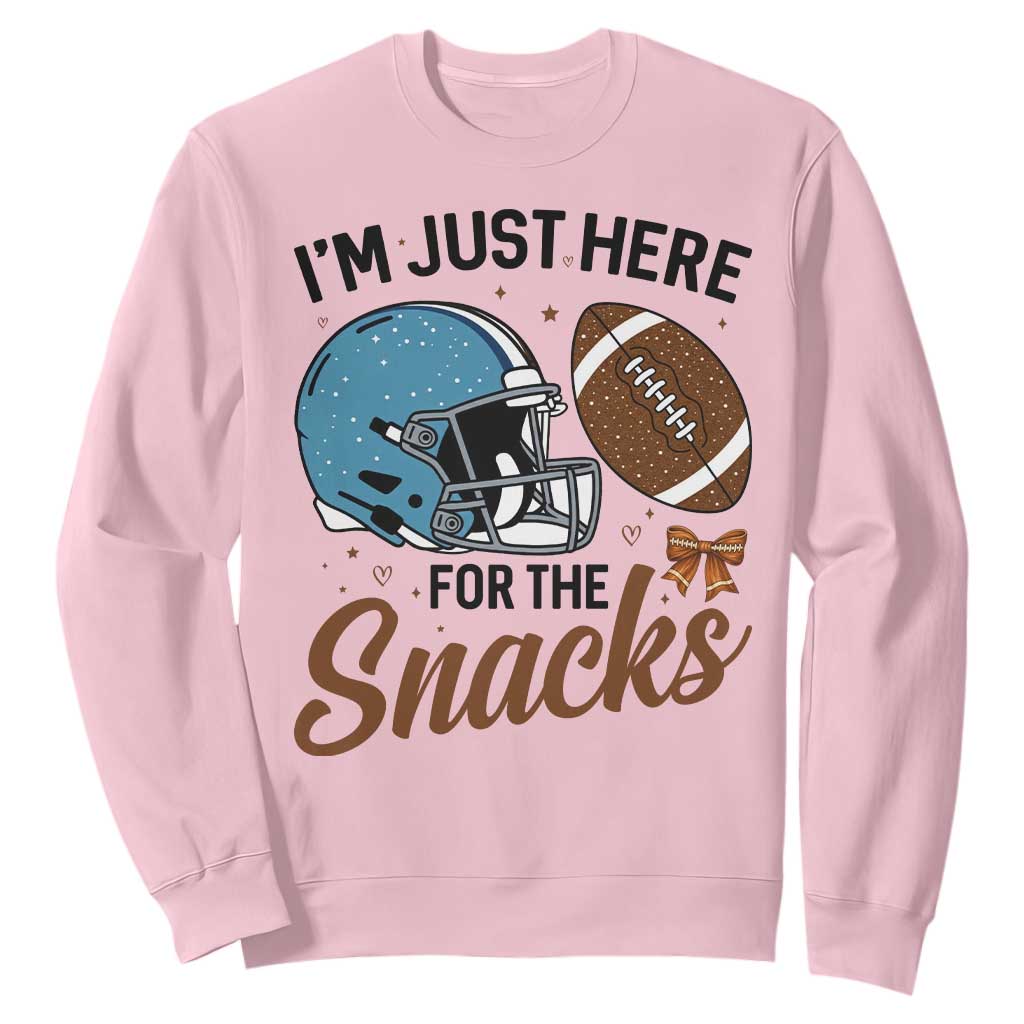 Im Just Here For The Snacks Sweatshirt Bow Football Lover TS12 Light Pink Print Your Wear