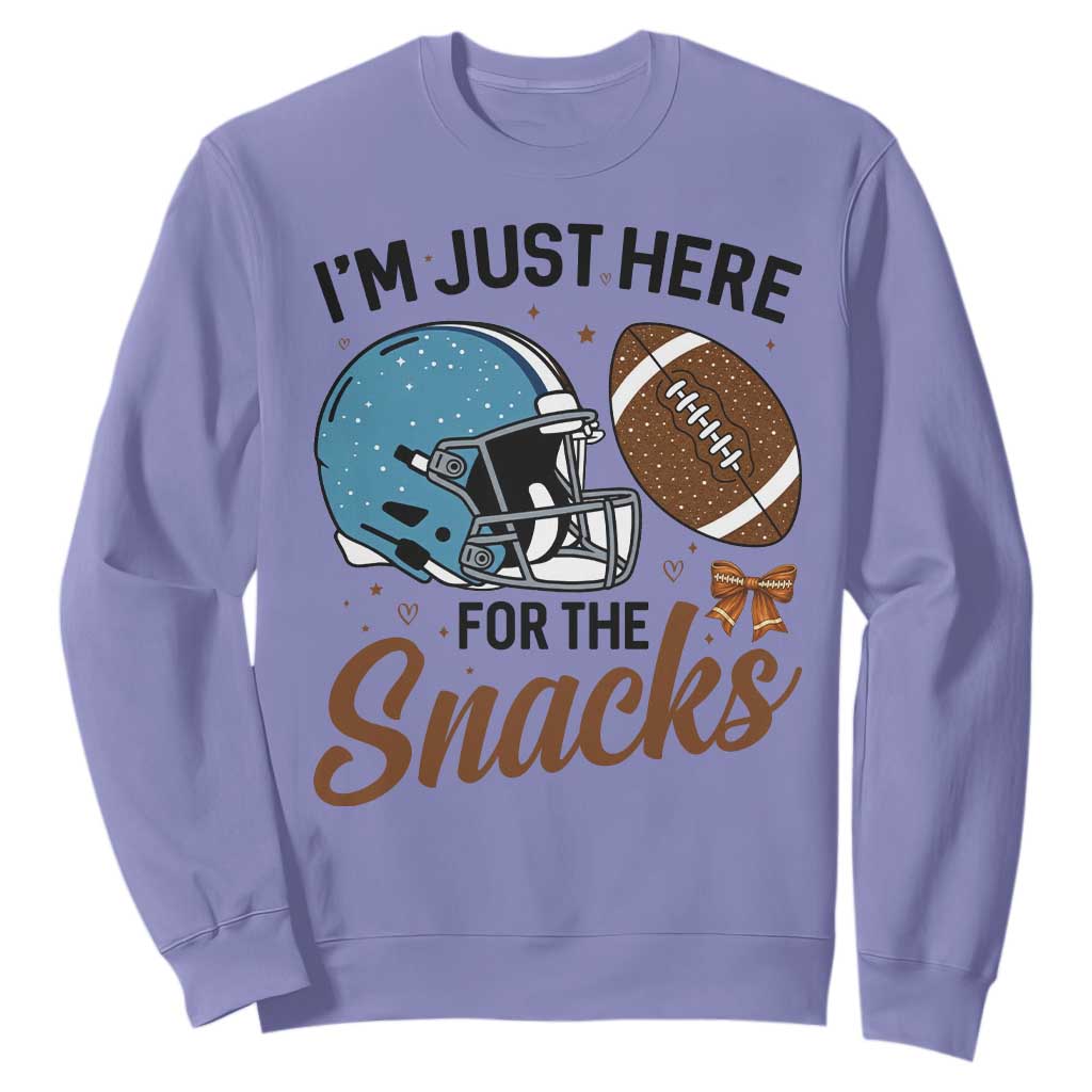 Im Just Here For The Snacks Sweatshirt Bow Football Lover TS12 Violet Print Your Wear