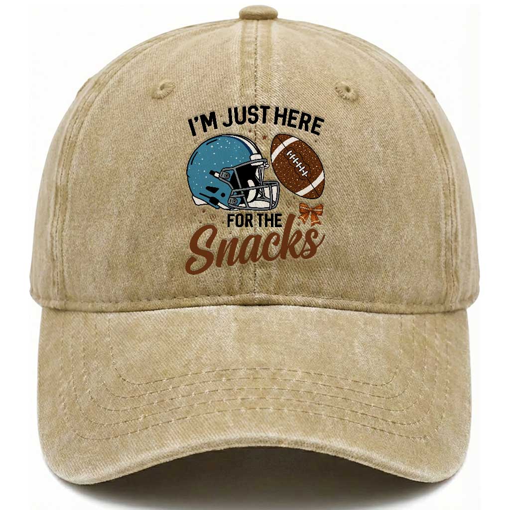 Im Just Here For The Snacks Washed Cotton Baseball Cap Bow Football Lover TS12 Print Your Wear