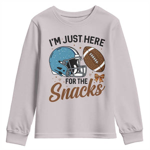 Im Just Here For The Snacks Youth Sweatshirt Bow Football Lover TS12 Ice Gray Print Your Wear
