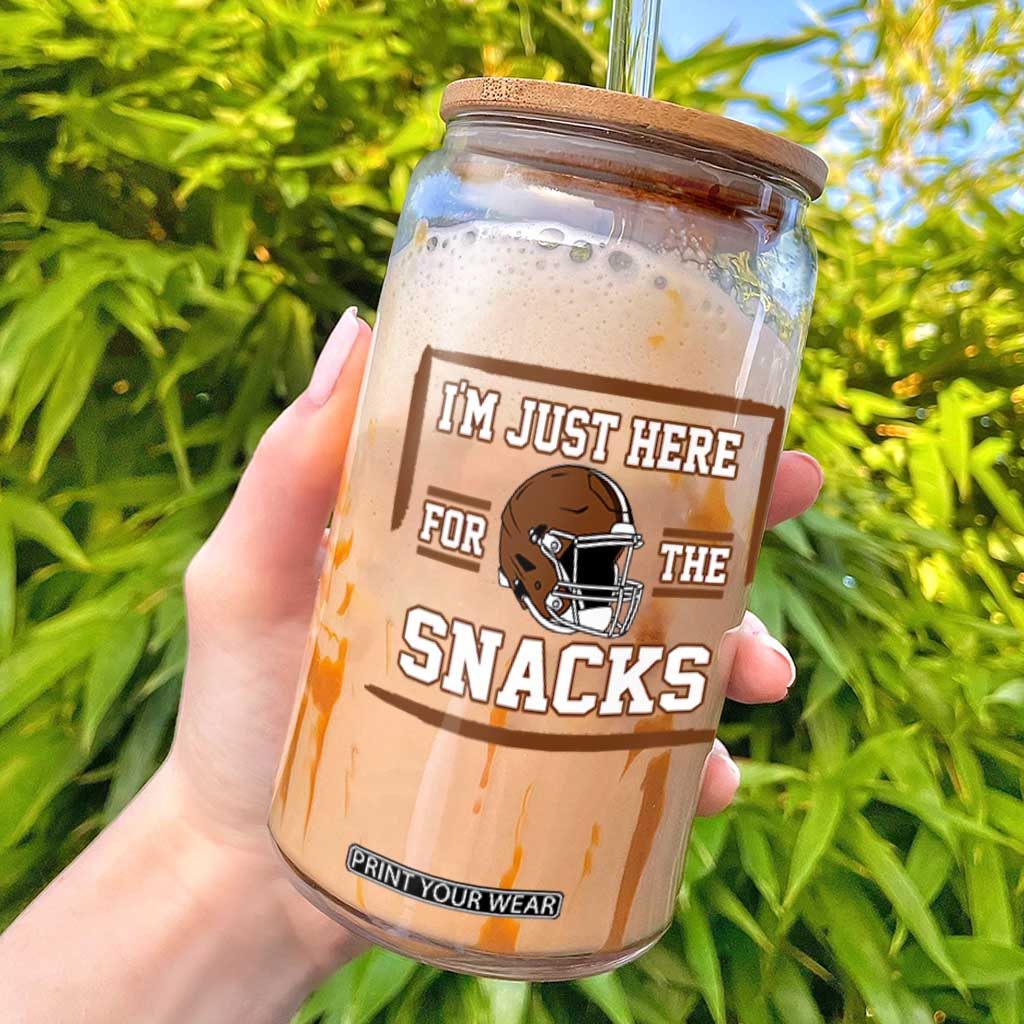 Im Just Here For The Snacks Glass Can Football Fan Gift TS12 White Print Your Wear