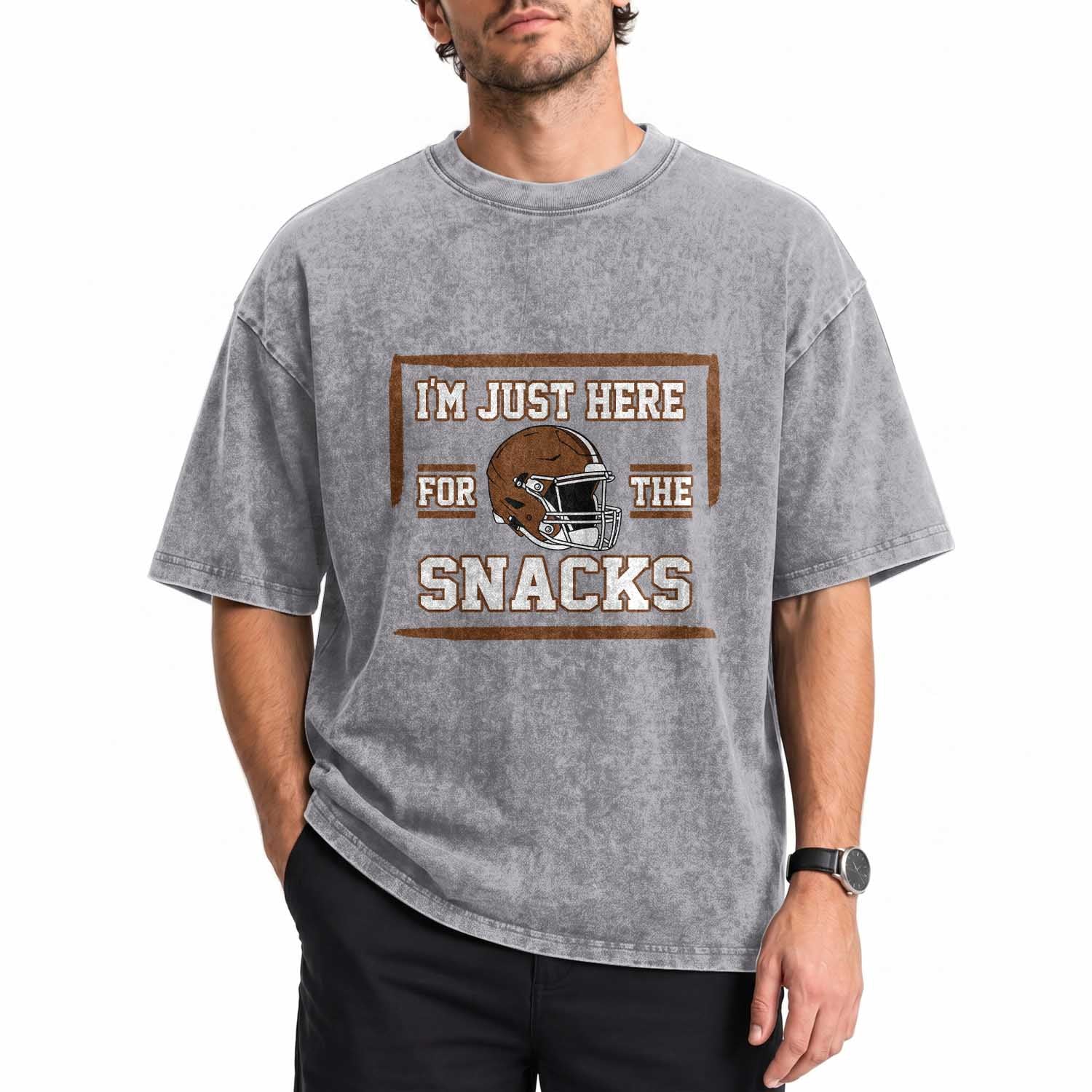 Im Just Here For The Snacks Washed Cotton T-Shirt Football Fan Gift