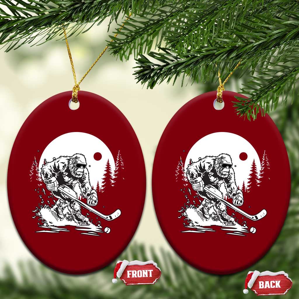Bigfoot Playing Ice Hockey Ceramic Ornament Funny Cryptid Sports Gift TS12 Print Your Wear