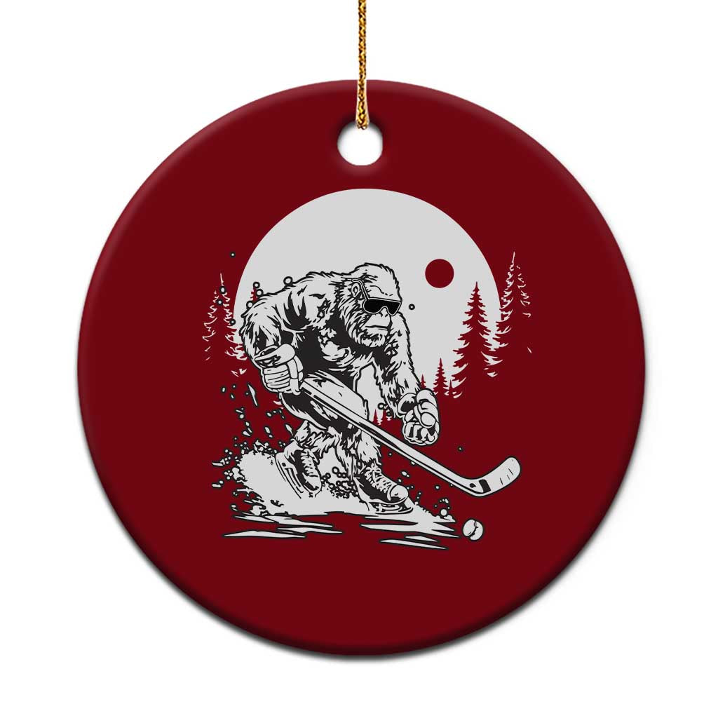 Bigfoot Playing Ice Hockey Ceramic Ornament Funny Cryptid Sports Gift TS12 1pc Red Print Your Wear