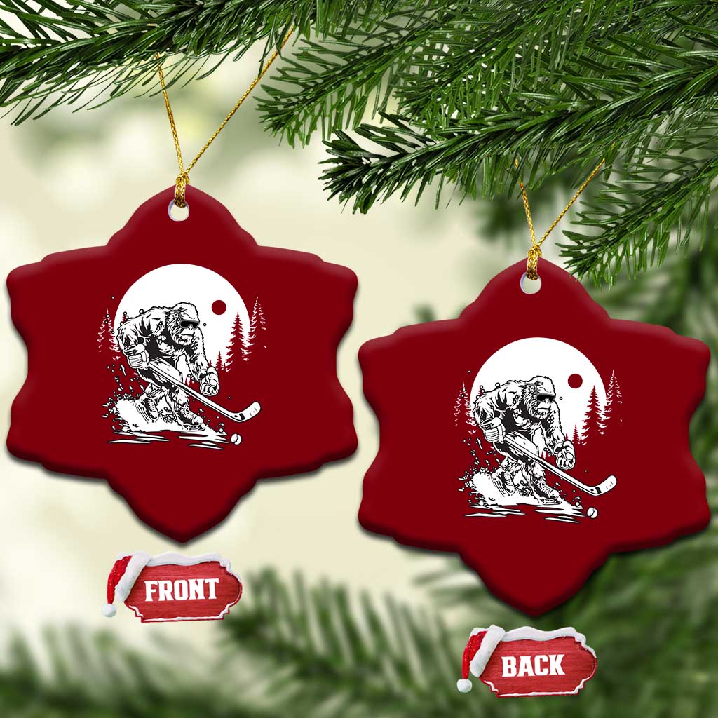 Bigfoot Playing Ice Hockey Ceramic Ornament Funny Cryptid Sports Gift TS12 Print Your Wear