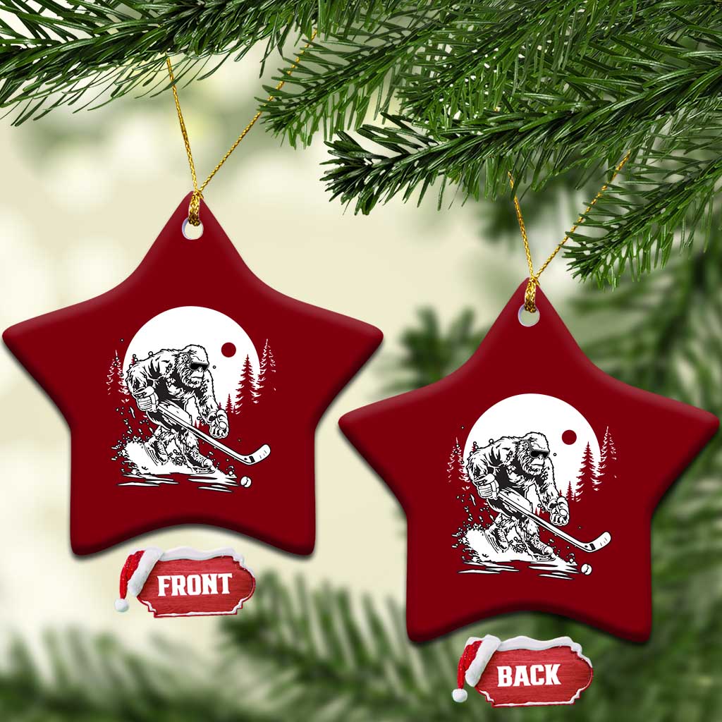 Bigfoot Playing Ice Hockey Ceramic Ornament Funny Cryptid Sports Gift TS12 Print Your Wear