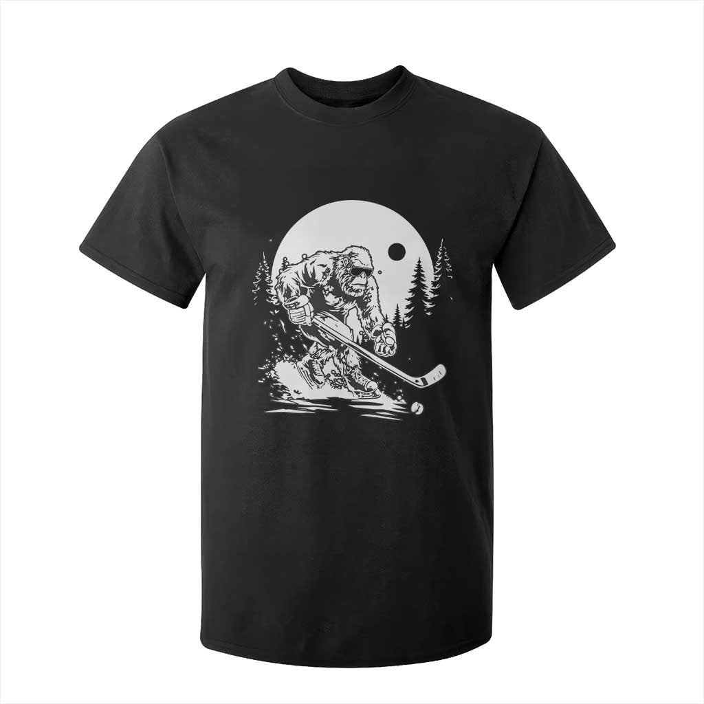 Bigfoot Playing Ice Hockey T Shirt For Kid Funny Cryptid Sports Gift TS12 Black Print Your Wear