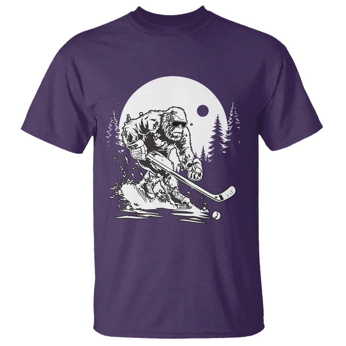 Bigfoot Playing Ice Hockey T Shirt Funny Cryptid Sports Gift TS12 Purple Print Your Wear