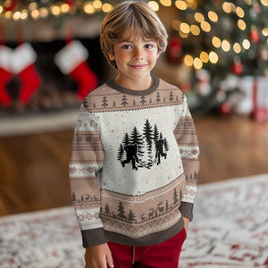 Funny Bigfoot Playing Ice Hockey Ugly Christmas Sweater Cryptid Lover Gift TS12 Mocha Mousse Print Your Wear