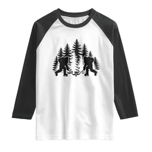 Funny Bigfoot Playing Ice Hockey Raglan Shirt Cryptid Lover Gift TS12 White Black Print Your Wear