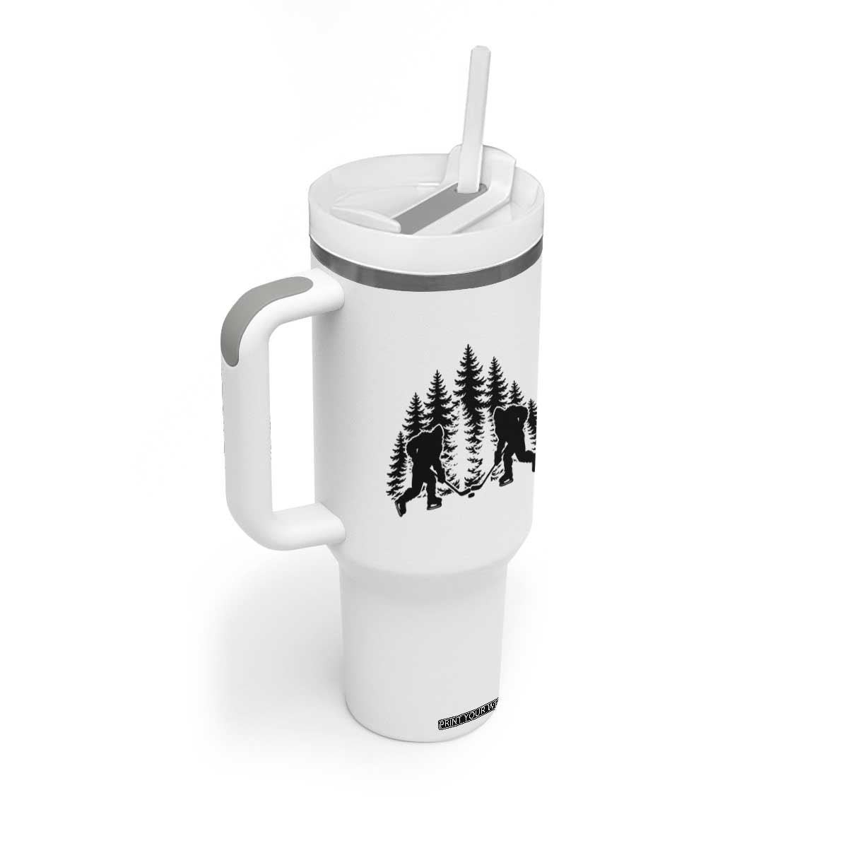 Funny Bigfoot Playing Ice Hockey Tumbler With Handle Cryptid Lover Gift TS12 Print Your Wear