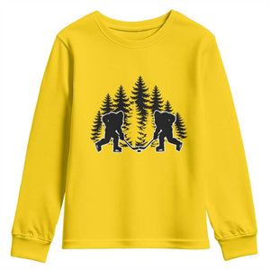 Funny Bigfoot Playing Ice Hockey Youth Sweatshirt Cryptid Lover Gift TS12 Daisy Print Your Wear